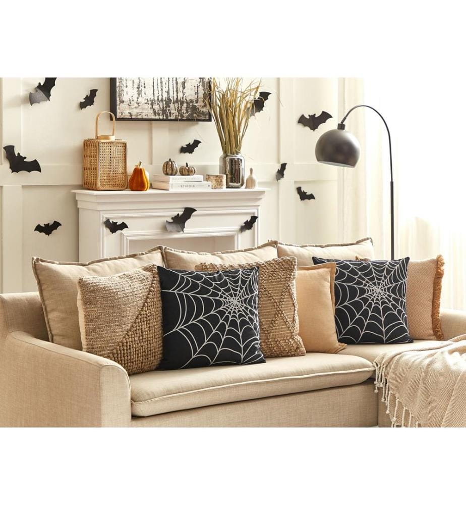 Lot de 2 coussins décoratifs LYCORIS Velours 45 x 45 cm Noir Motif abstrait