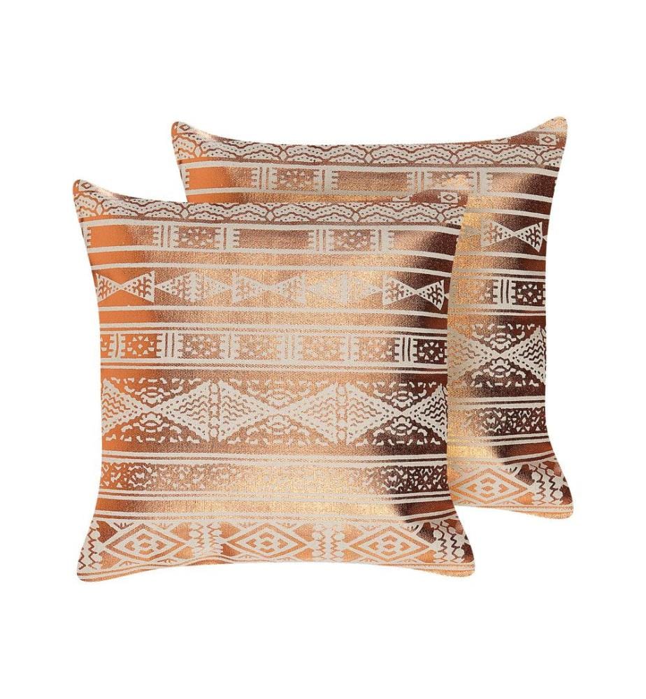 Dekokissen 2er Set OUJDA Baumwolle 50 x 50 cm Kupfer Geometrisches Muster