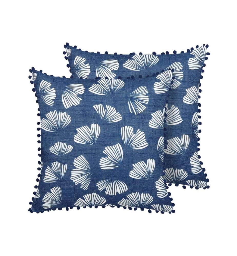 Dekokissen 2er Set DANDELION 45 x 45 cm Dunkelblau Pflanzenmuster