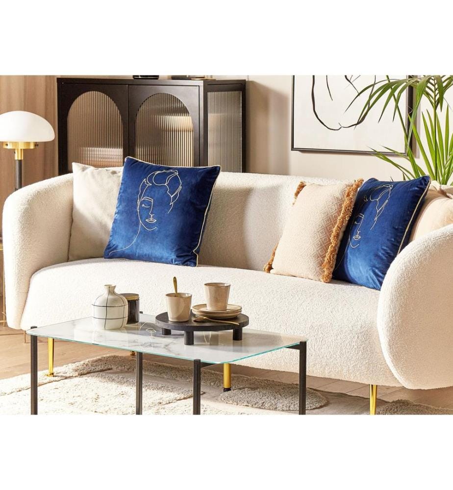 Lot de 2 coussins décoratifs CROCUS Velours 45 x 45 cm Bleu foncé Motif abstrait