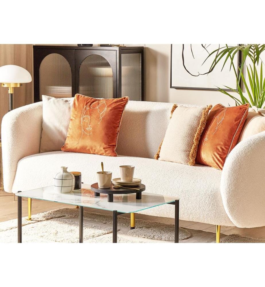 Lot de 2 coussins décoratifs CROCUS Velours 45 x 45 cm Orange Motif abstrait