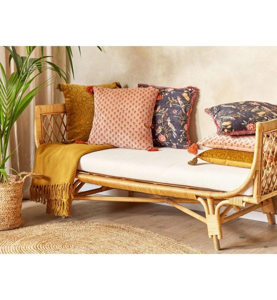 Lot de 2 coussins décoratifs RUMHORA Velours 45 x 45 cm Rose Motif floral