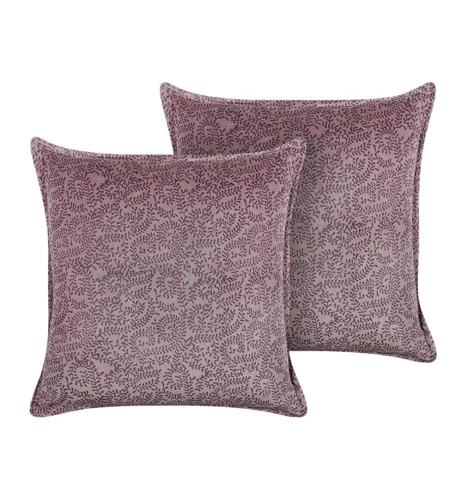 Dekokissen 2er Set KALMIA Samtstoff 45 x 45 cm Rosa Blumenmuster