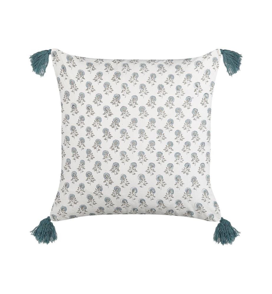 Coussin CORNUS Coton 45 x 45 cm Bleu Motif floral