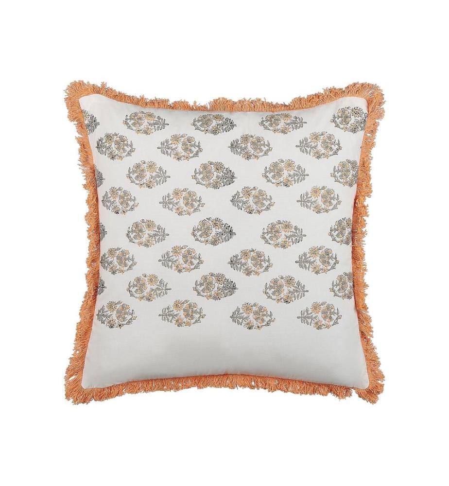 Coussin SATIVUS Coton 45 x 45 cm Orange Motif floral