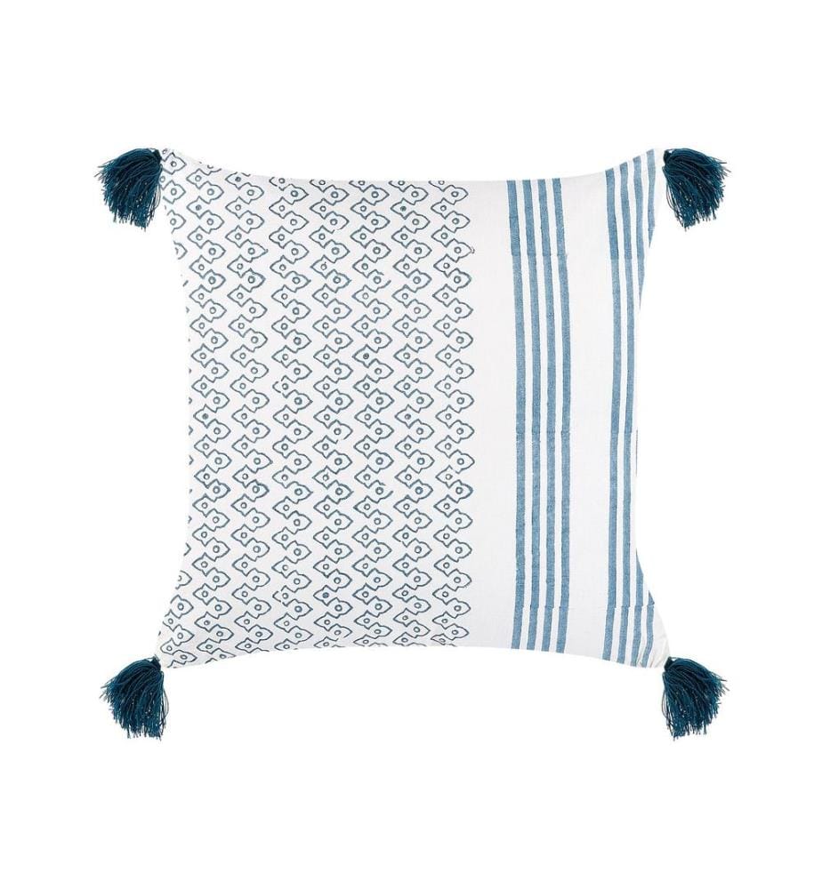 Dekokissen TILIA Baumwolle 45 x 45 cm Blau Geometrisches Muster