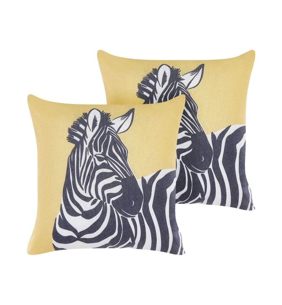 Lot de 2 coussins décoratifs MANKETTI 45 x 45 cm Jaune Motif animal