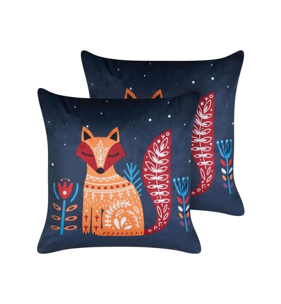 Lot de 2 coussins décoratifs FIRESPIKE Velours 45 x 45 cm Bleu foncé
