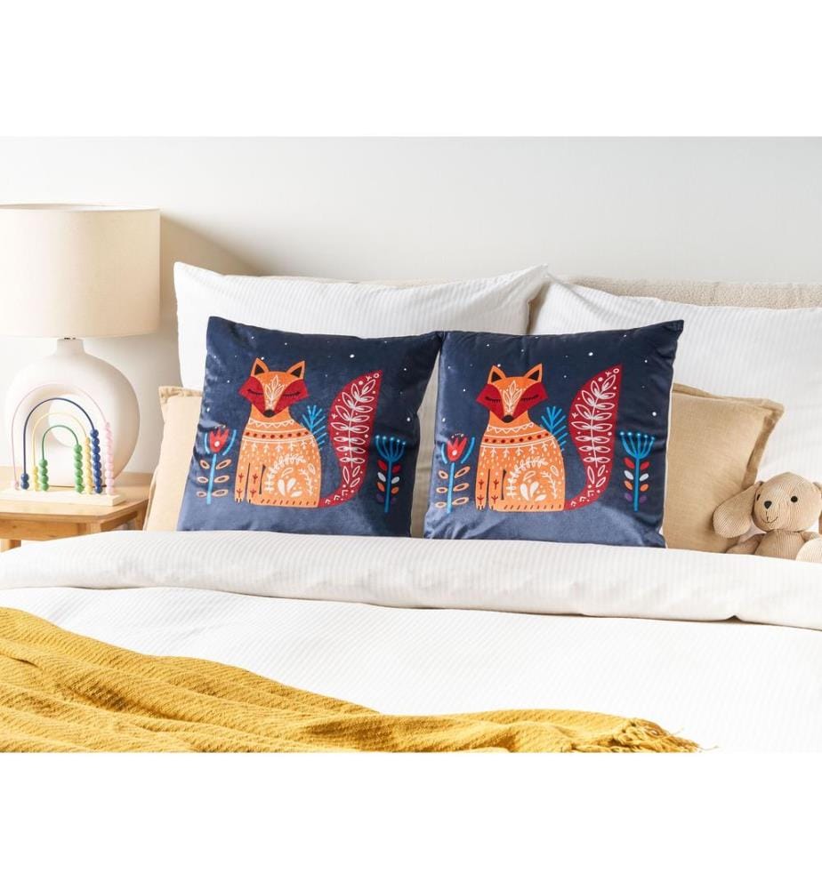 Lot de 2 coussins décoratifs FIRESPIKE Velours 45 x 45 cm Bleu foncé