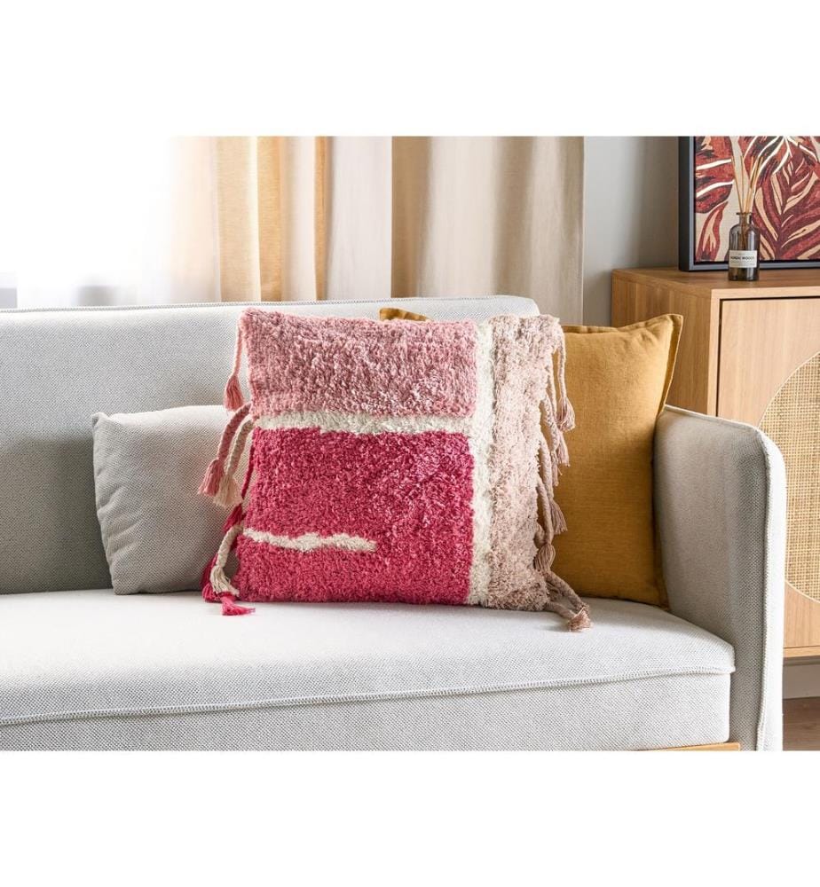 Dekokissen BISTORTA Baumwolle 45 x 45 cm Rosa Geometrisches Muster