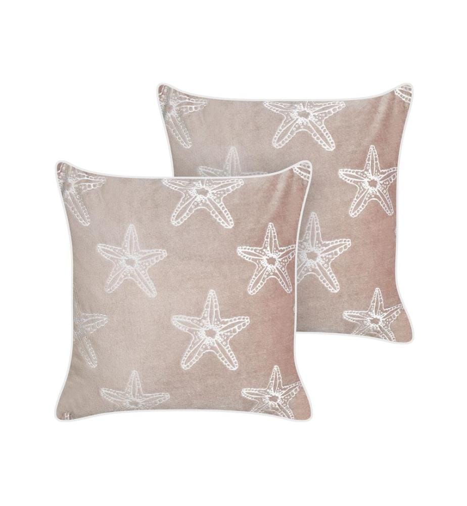 Dekokissen 2er Set CERAMIUM Samtstoff 45 x 45 cm Pastellrosa Blumenmuster