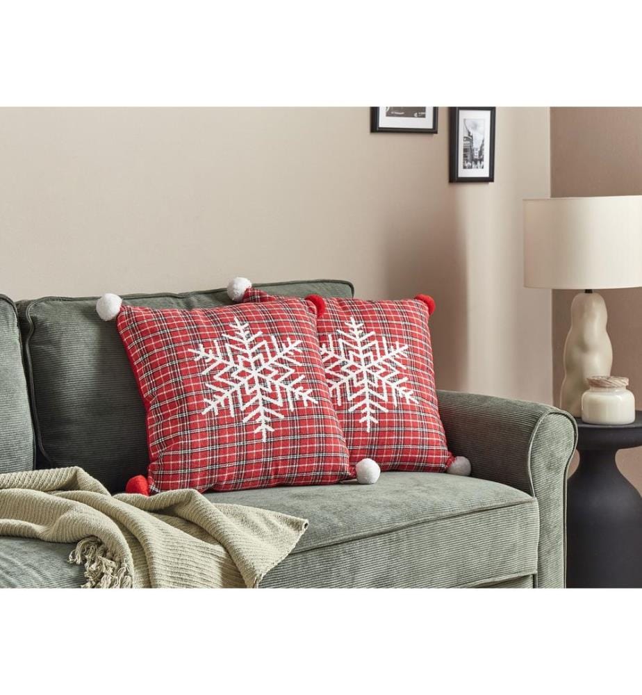 Dekokissen 2er Set LONICERA 45 x 45 cm Rot Weihnachtsmotiv
