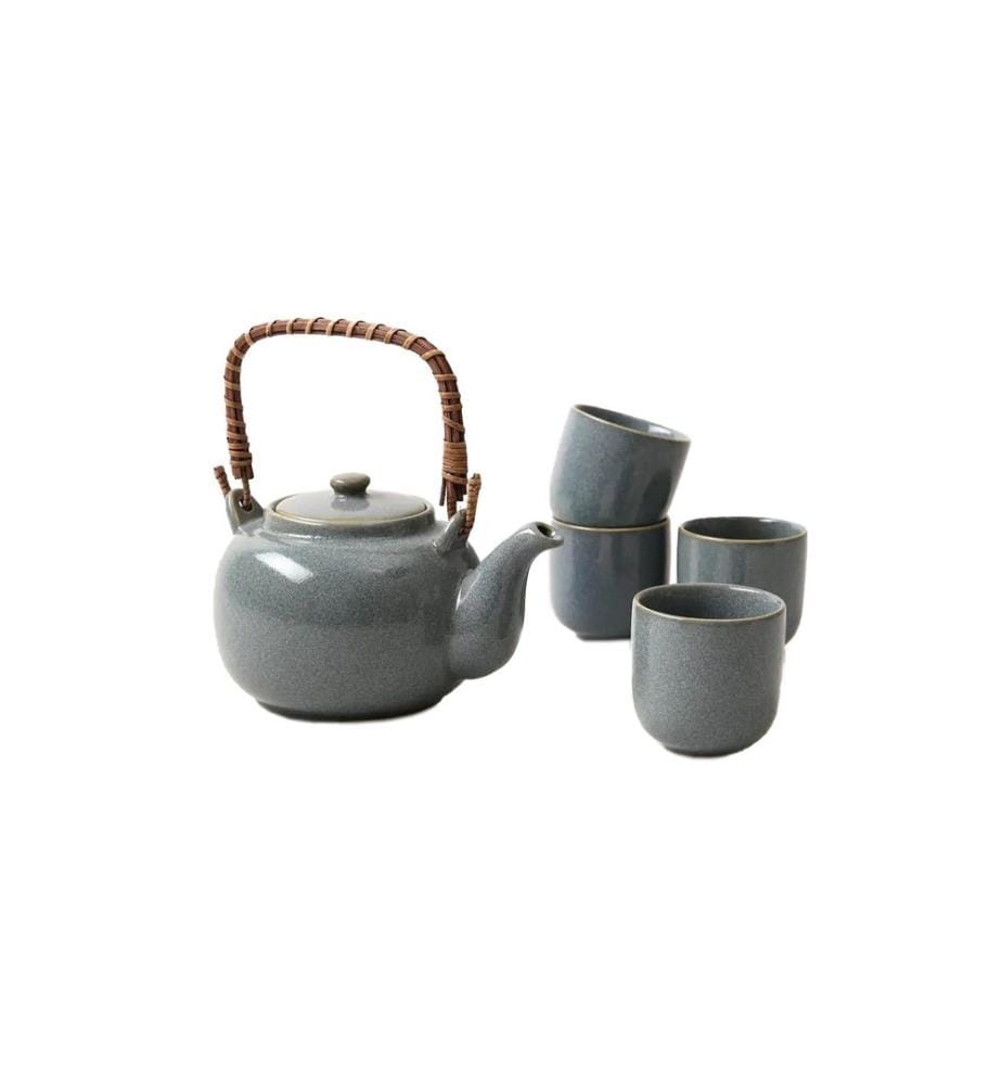 Esmée Tee-Set Japandi Krug & 4 Tassen 0.7 l, Blaugrau