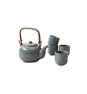 Esmée Tee-Set Japandi Krug & 4 Tassen 0.7 l, Blaugrau