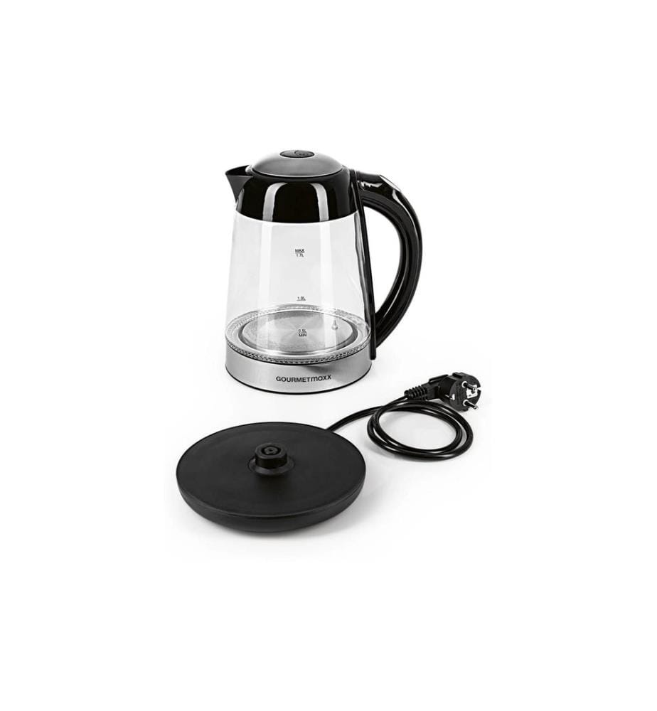 GOURMETMAXX - Bouilloire 1.7 l, Transparent/Noir