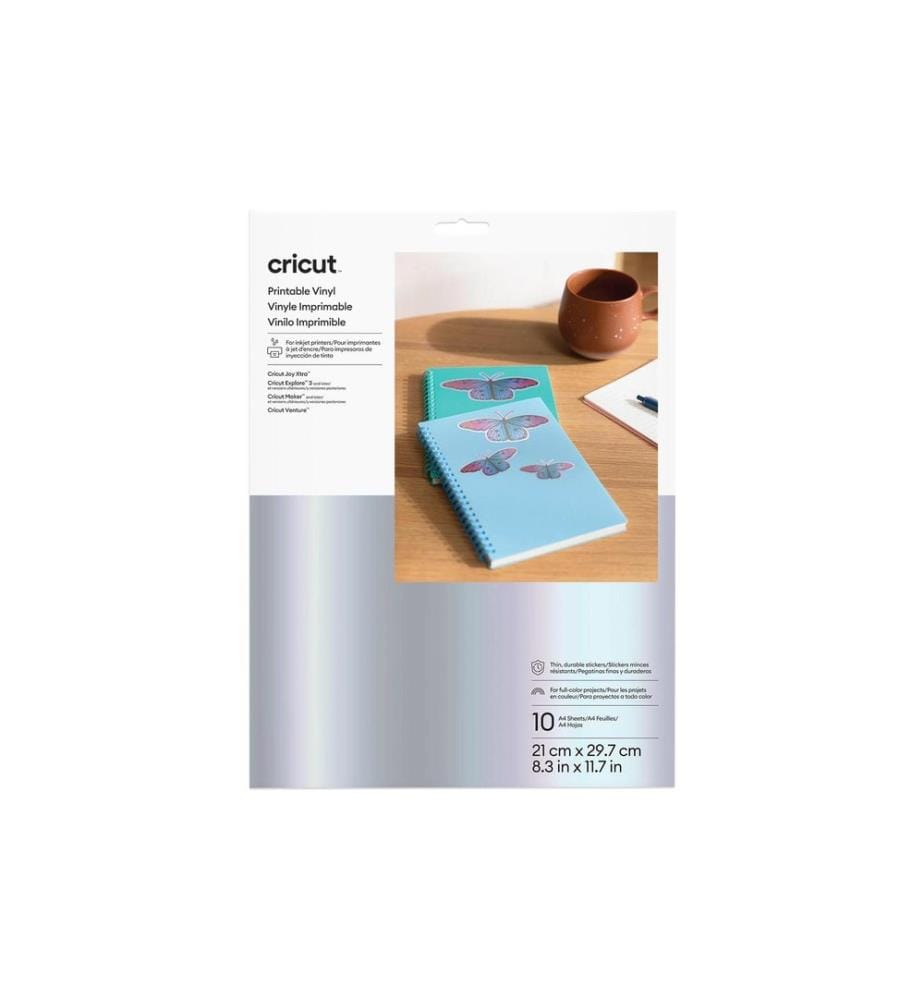 CRICUT - Film de vinyle Joy Xtra imprimable A4, 10 pièces, Argenté
