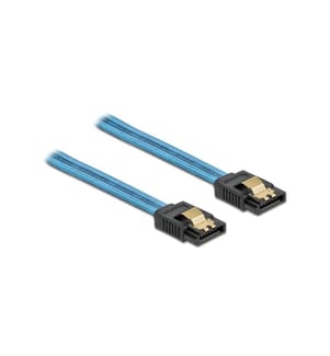 DELOCK - SATA-Kabel UV Leuchteffekt blau 70 cm