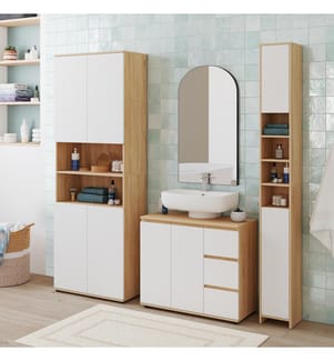 Waschtischunterschrank Tom - Weiss und Braun
