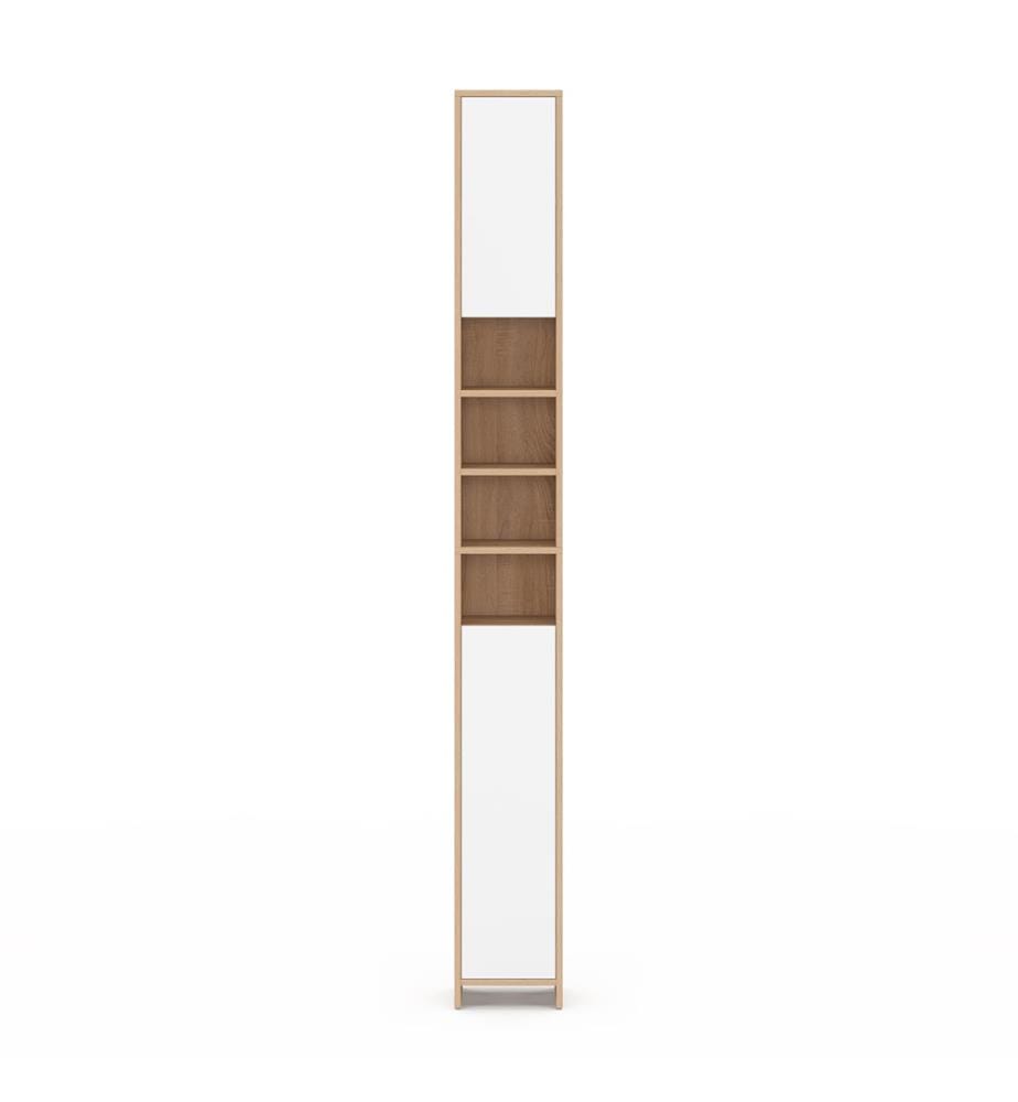 Colonne salle de bain Tom 2 portes 4 niches - Brun et Blanc
