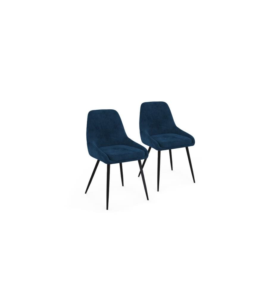 Set of 2 Olivia Chairs - Dark Blue and Black