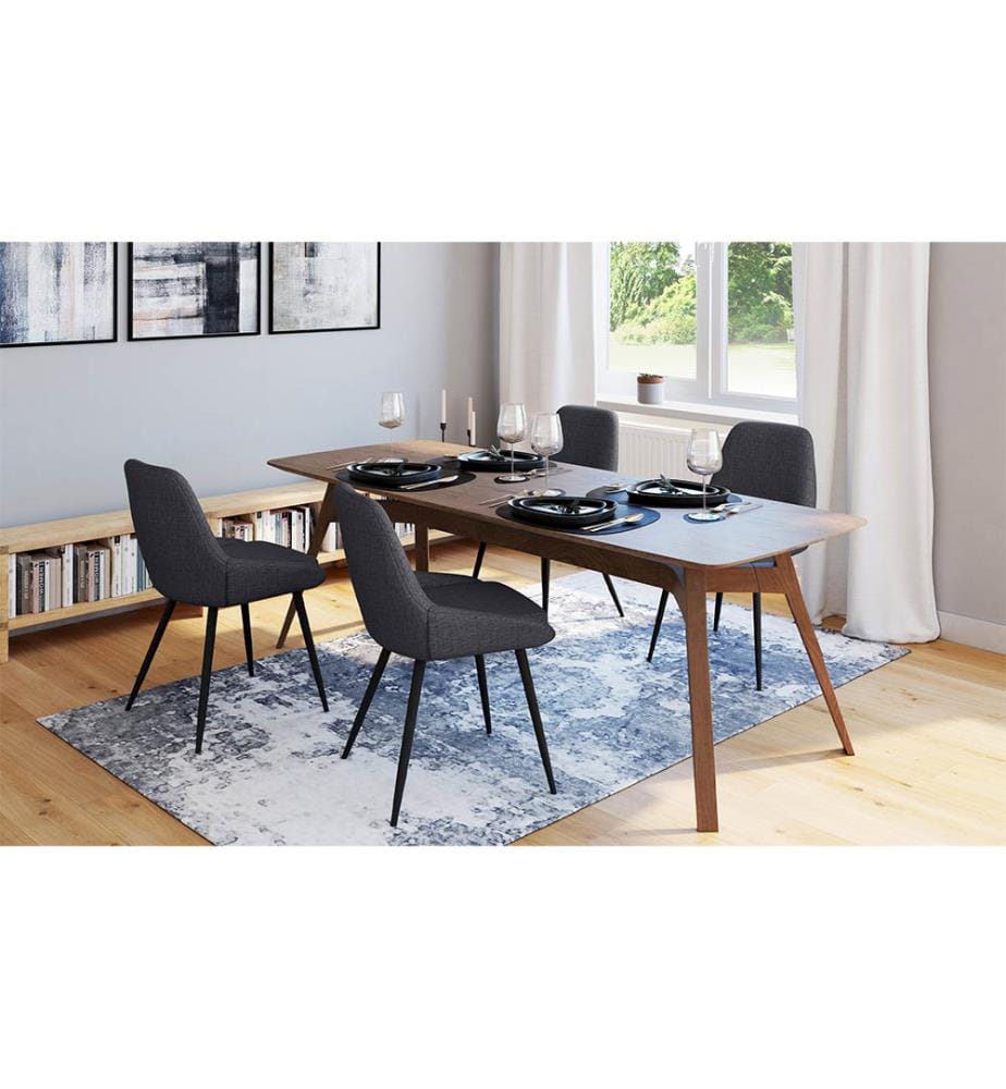 Lot de 4 Chaises Ornella assise tissu gris foncé et pieds métal noirs