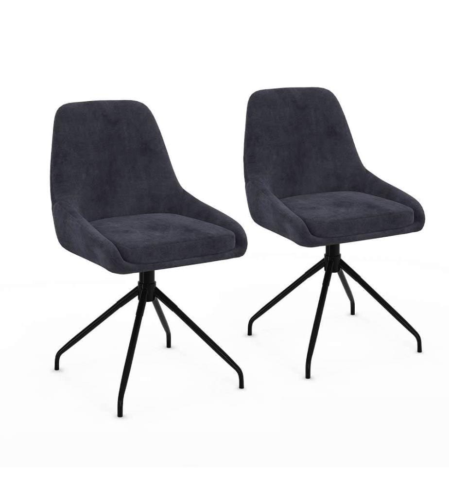 Lot de 2 Chaises Olivia assise pivotante gris foncé pieds métal - Gris foncé