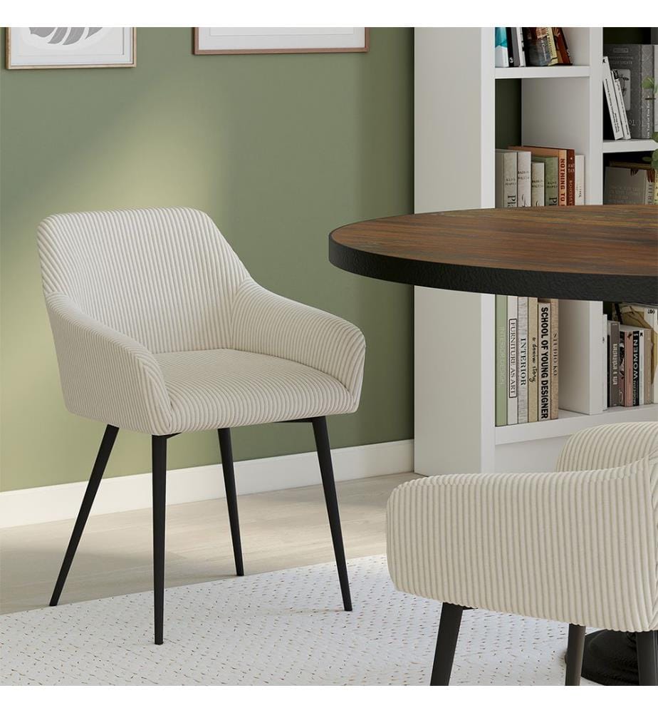 Lot de 2 Chaises avec Accoudoirs Jenny - Crème