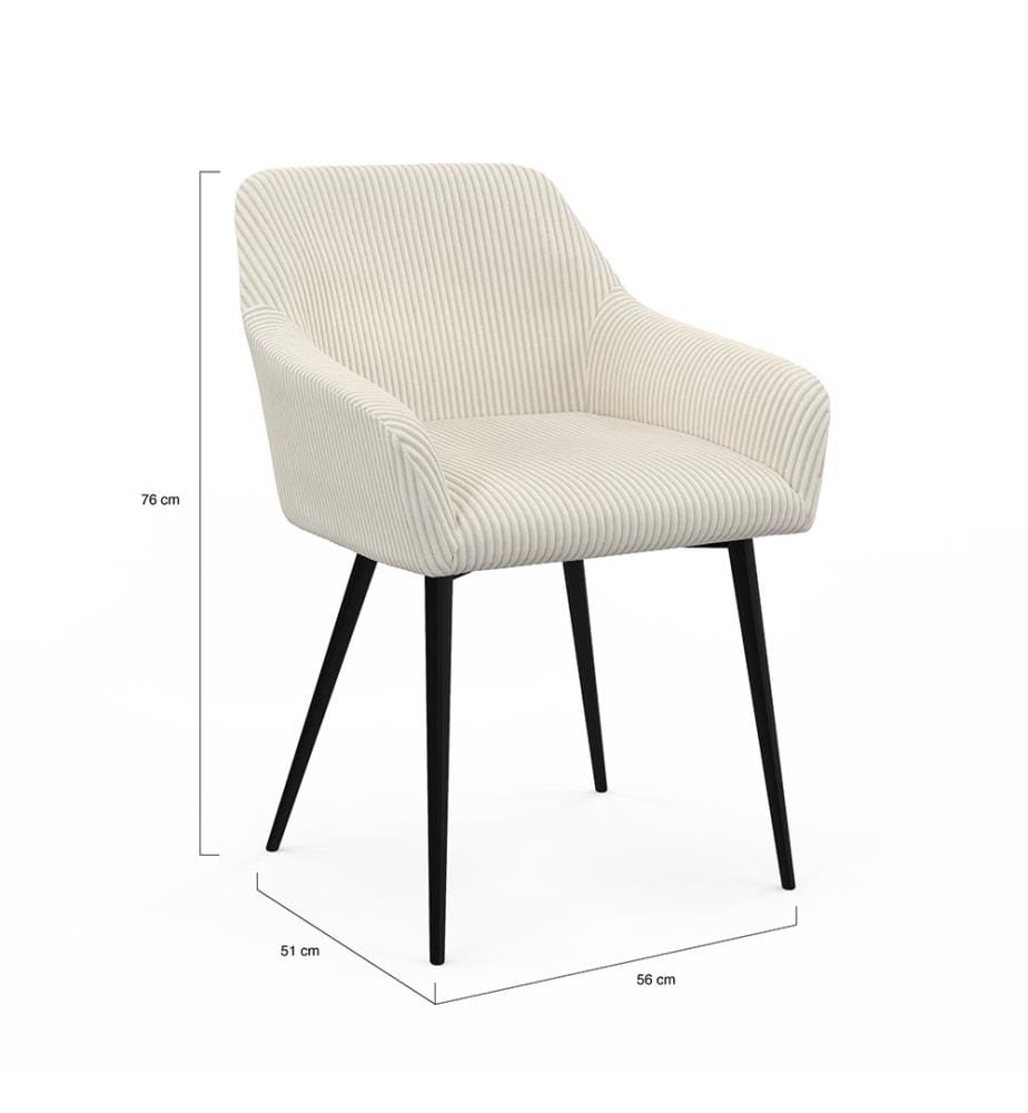 Lot de 2 Chaises avec Accoudoirs Jenny - Crème