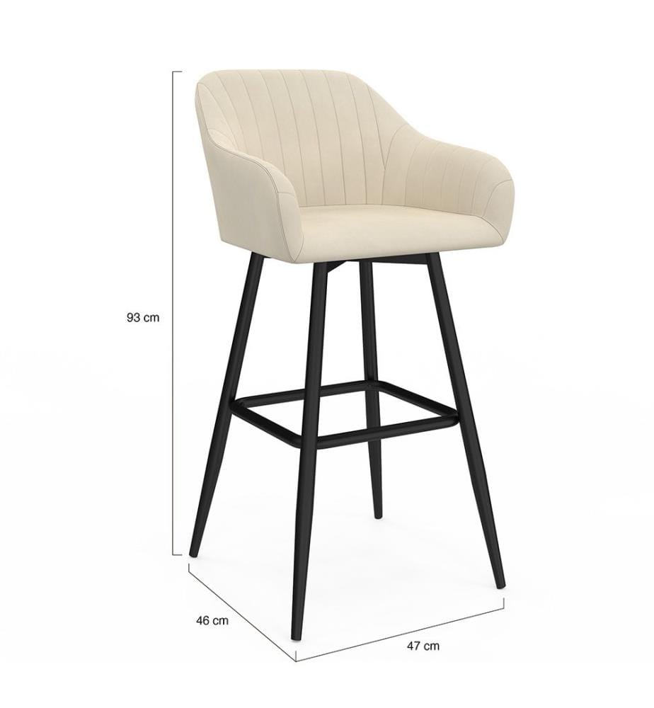 Lot de 2 Tabourets de Bar Ariana avec Accoudoirs - Crème et Noir