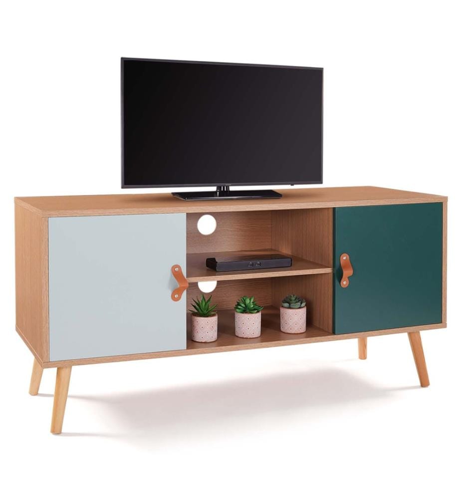 Meuble TV Aria 113 x 39.5 x 53.5 cm - Gris & Vert