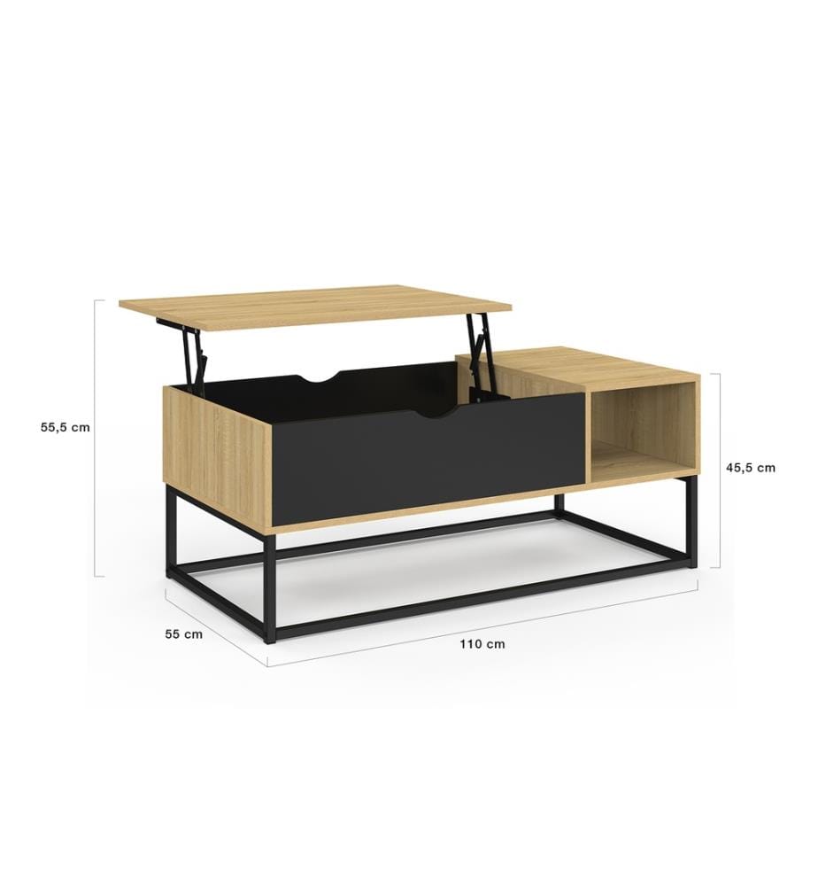 Manhattan Coffee Table 110 x 55 x 44.5 cm - Brown & Black