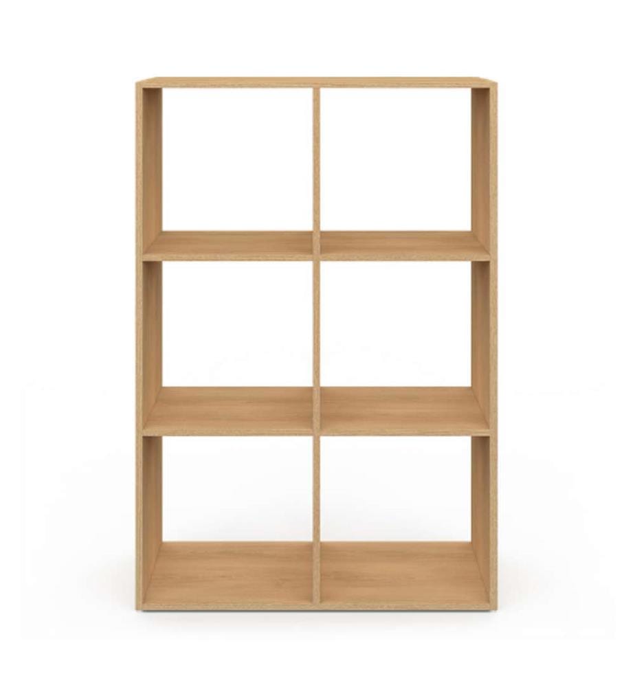 Meuble de rangement cube Faustine 6 case effet lattes