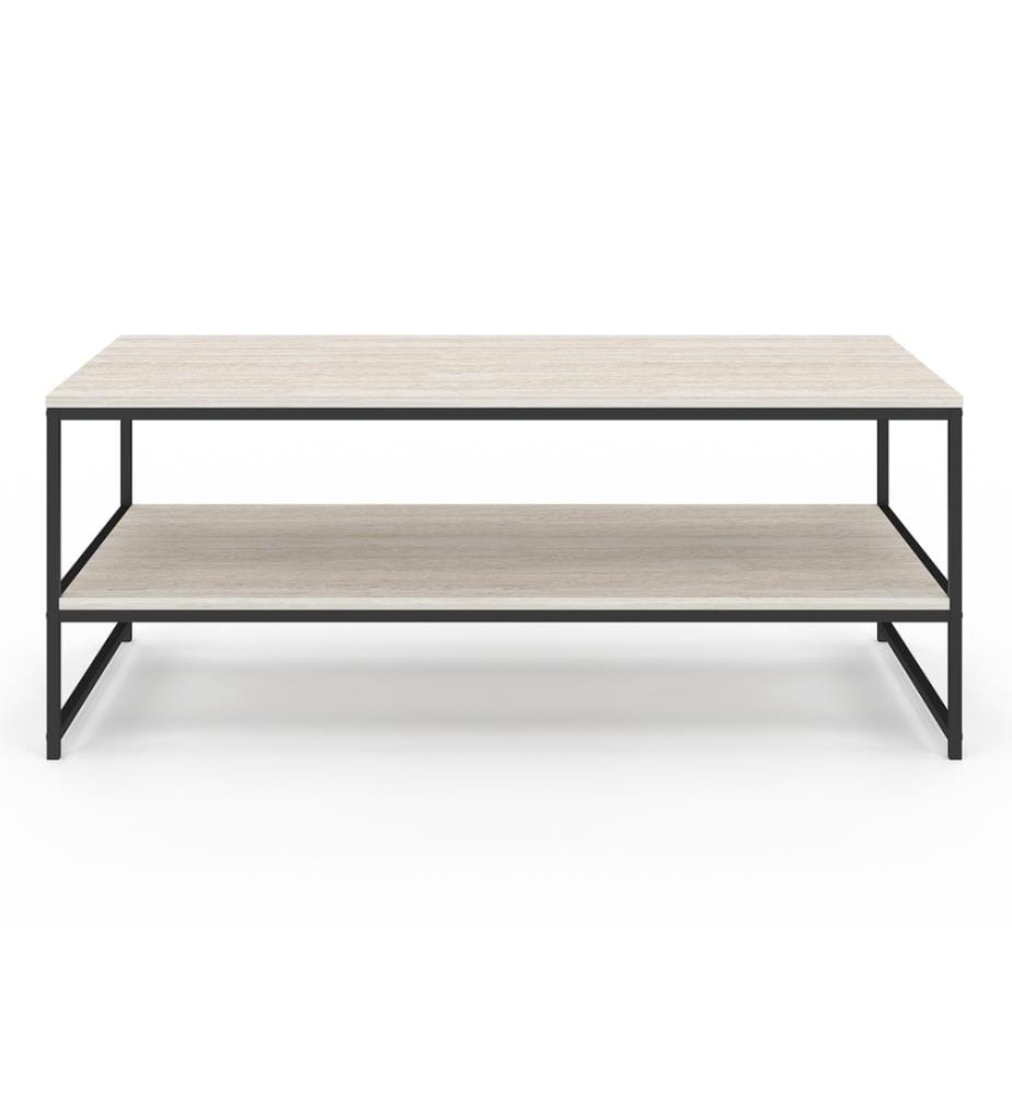 Table basse Memphis double plateau effet travertin 113cm