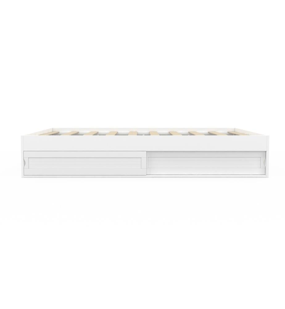 Cadre de lit Orem avec sommier et rangements intégrés 160x200cm - Blanc