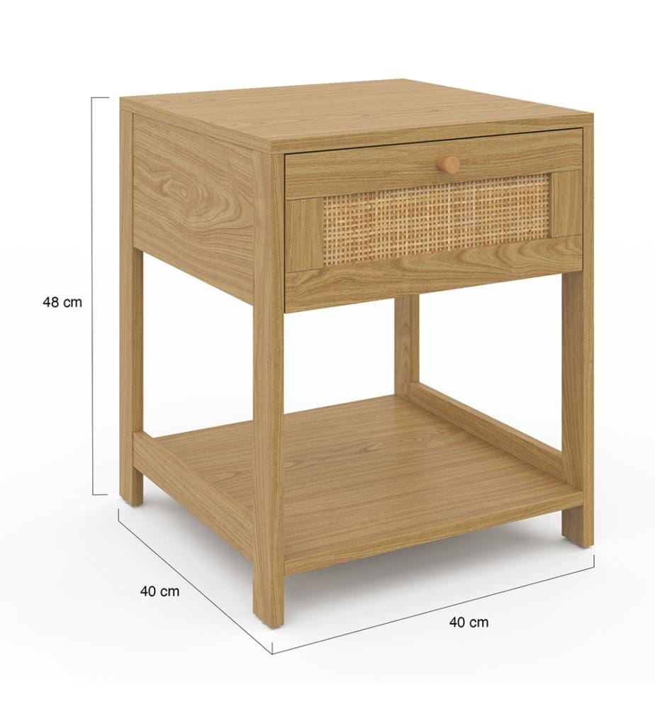 Lot de 2 Tables de chevet Erin en cannage 1 tiroir - Brun 