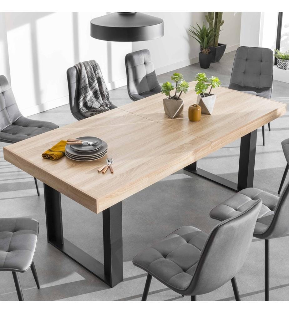 Table de Repas Extensible Brixton 200-300 x 90 x 75 cm - Brun & Noir