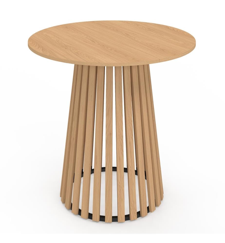 Runder Esstisch Camélia Mittelfuss Latten Ø80cm - Braun