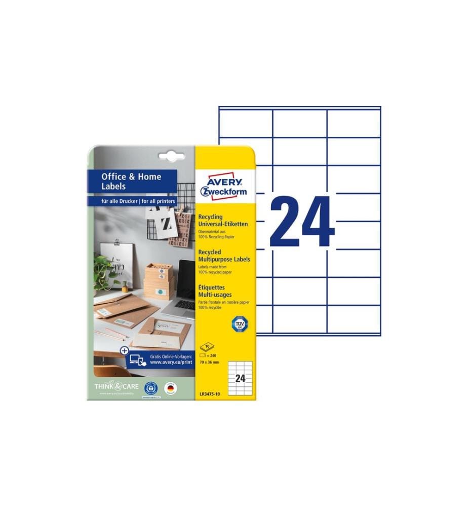 AVERY - Zweckform Étiquettes universelles LR3475 70 x 36 mm, 10 feuille
