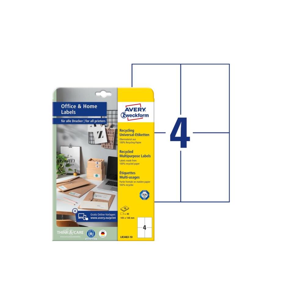 AVERY - Zweckform Étiquettes universelles LR3483 105 x 148 mm, 10 feuille