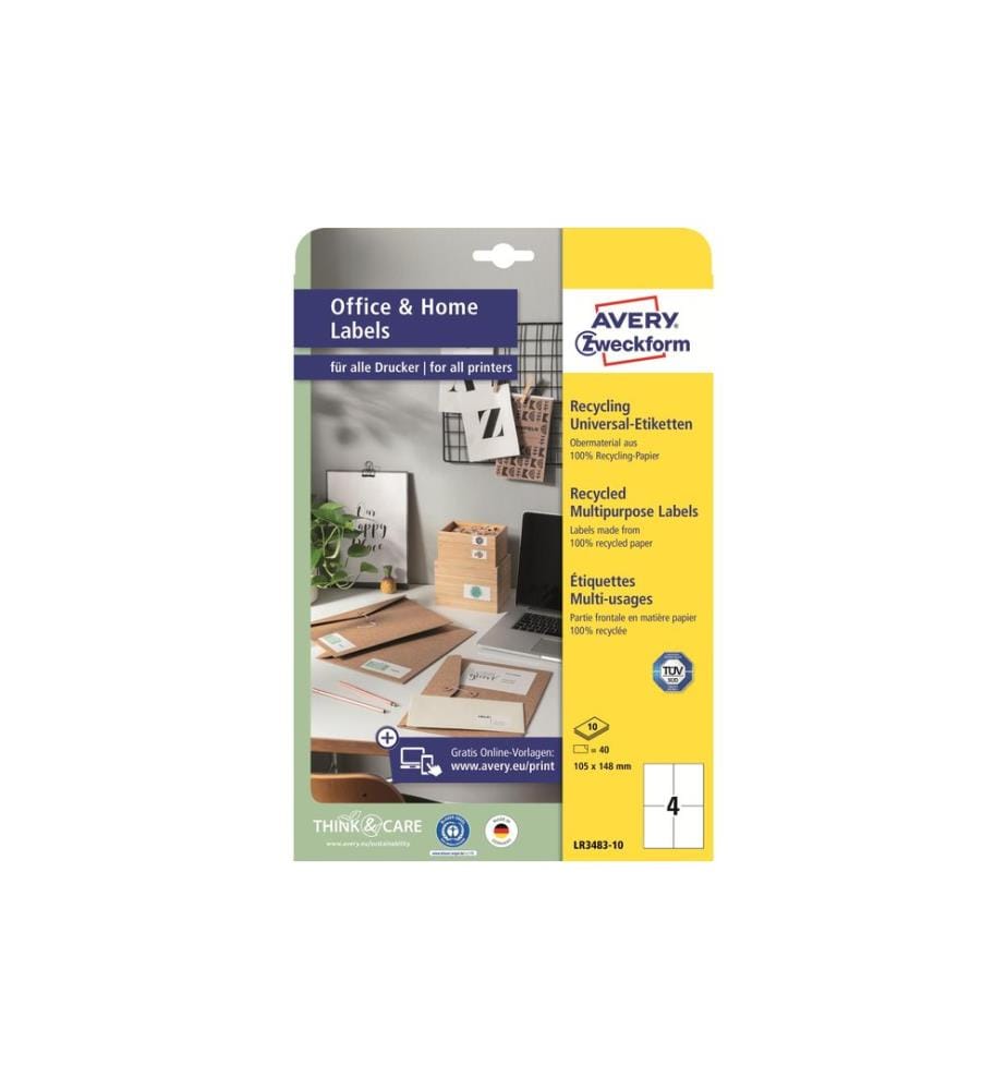 AVERY - Zweckform Étiquettes universelles LR3483 105 x 148 mm, 10 feuille