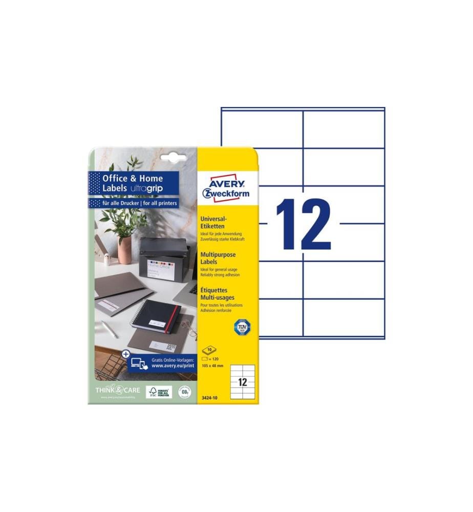 AVERY - Zweckform Étiquettes universelles 3424 105 x 48 mm, 10 feuille