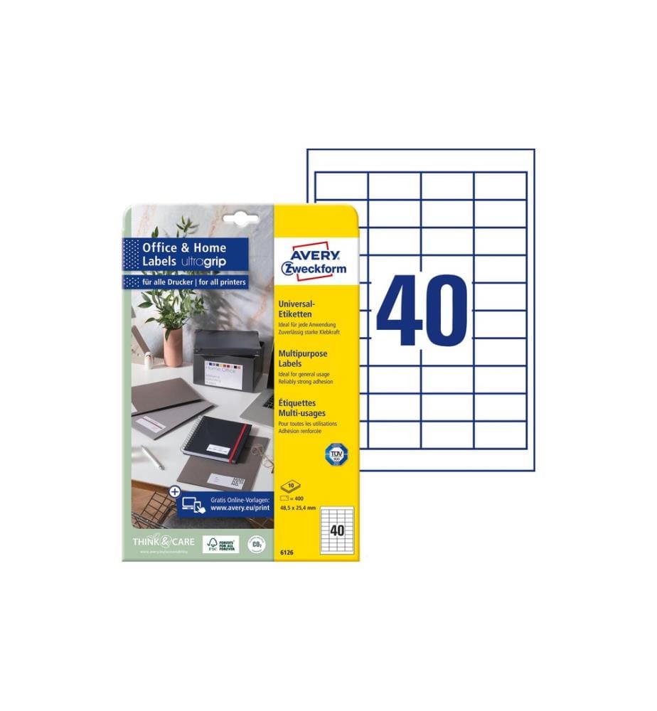 AVERY - Zweckform Étiquettes universelles 6126 48.5 x 25.4 mm, 10 feuille