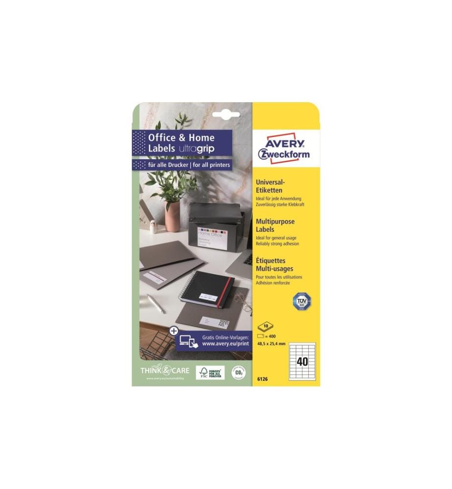 AVERY - Zweckform Étiquettes universelles 6126 48.5 x 25.4 mm, 10 feuille