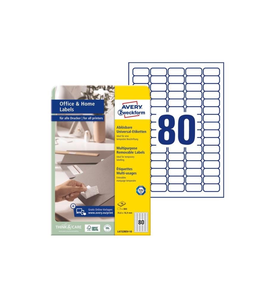 AVERY - Zweckform Étiquettes universelles L4732REV 35.6 x 16.9 mm, 10 feuille