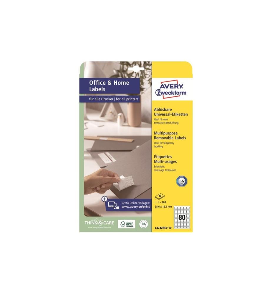AVERY - Zweckform Étiquettes universelles L4732REV 35.6 x 16.9 mm, 10 feuille