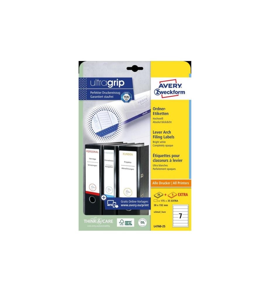 AVERY - Zweckform Étiquettes à classeur L4760 192 x 38 mm