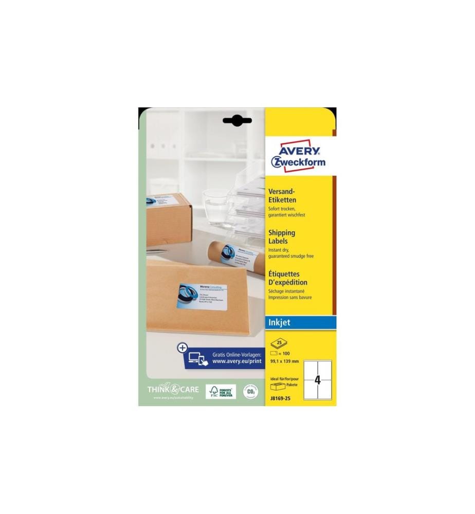 AVERY - Zweckform Étiquettes d'expédition J8169 99.1 x 139 mm