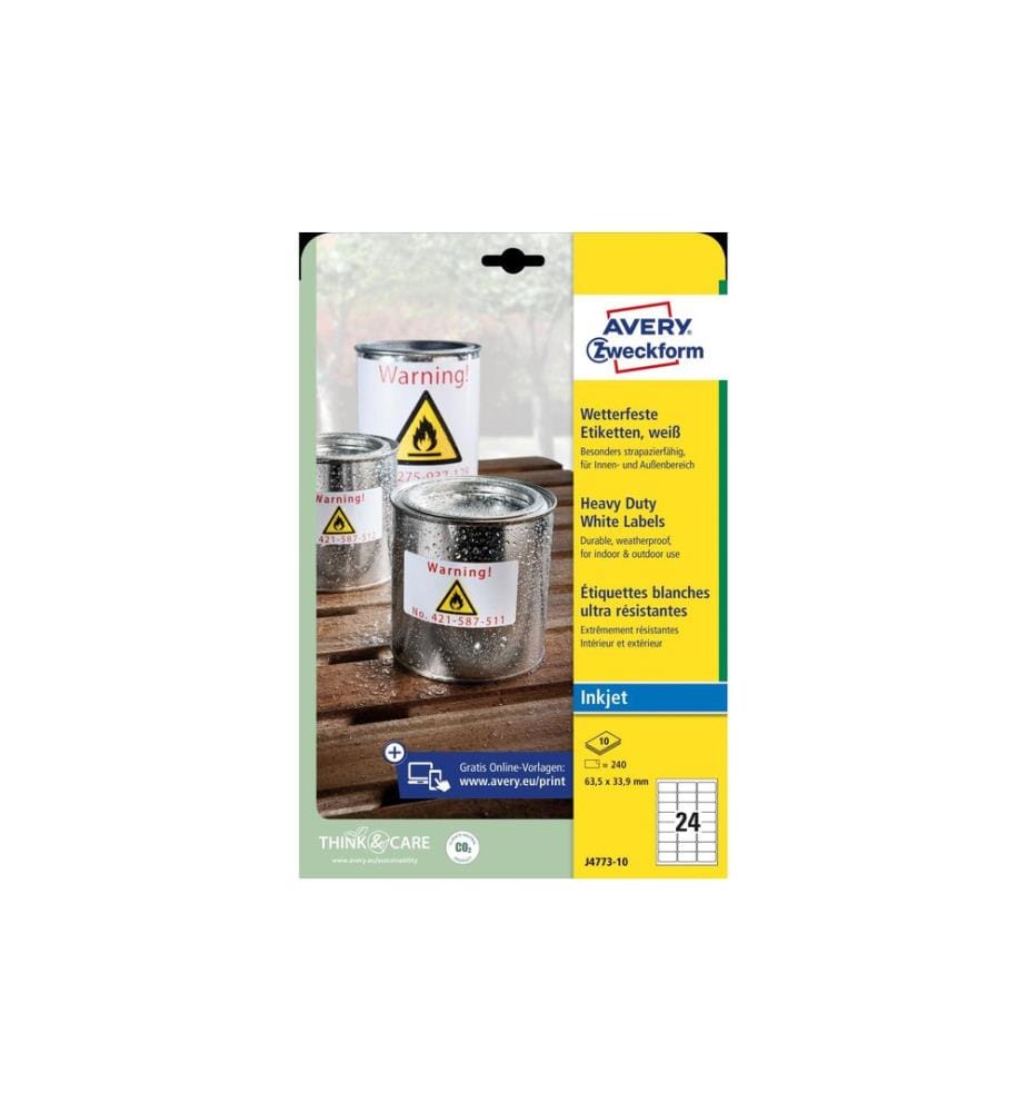 AVERY - Zweckform Étiquettes universelles J4773 Résistant aux intempéries