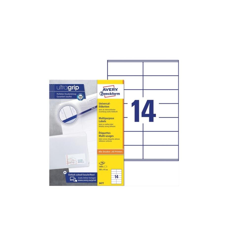 AVERY - Zweckform Étiquettes universelles 3477 105 x 41 mm, 100 feuille