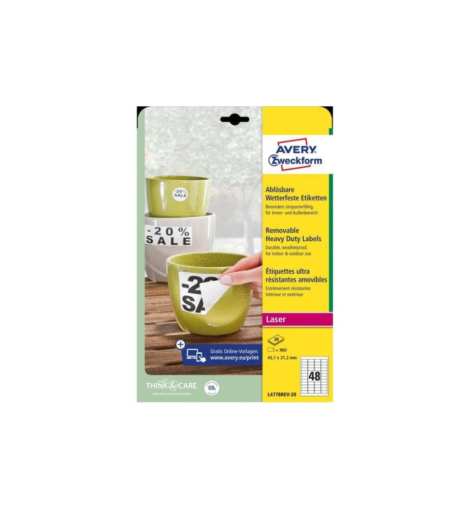 AVERY - Zweckform Étiquettes universelles 45.7 x 21.2 mm, 20 feuille